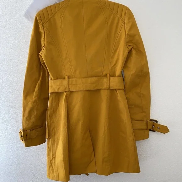 Blanc Noir Multi Zippered Pockets Belted Trench Coat Womens Cotton Blends SZ S - Picture 10 of 14